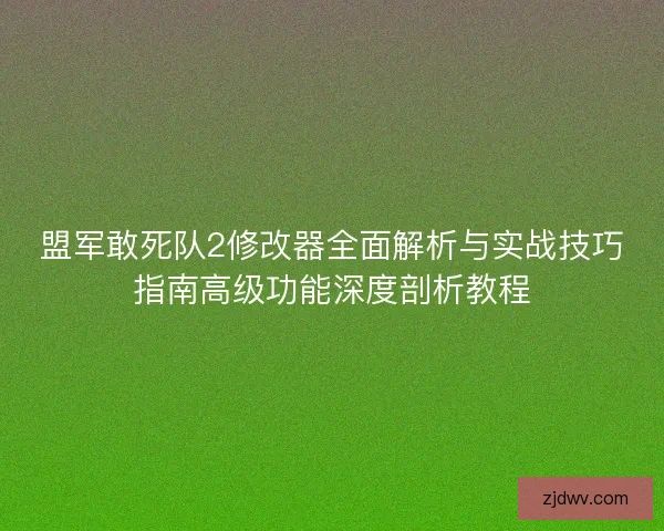 盟军敢死队2修改器全面解析与实战技巧指南高级功能深度剖析教程